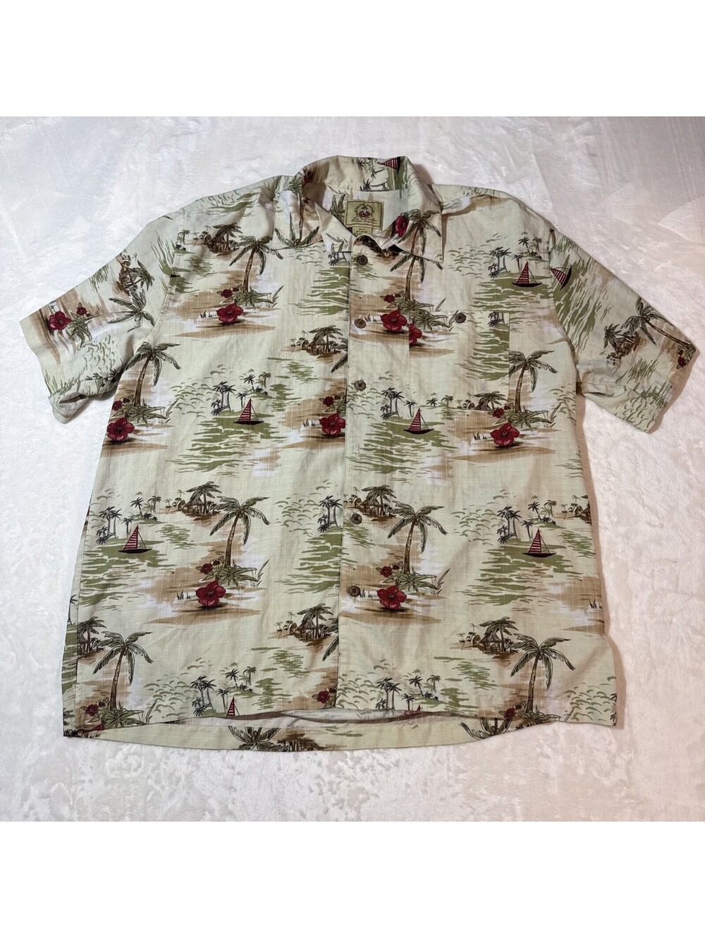 Joe Marlin 2XLT Tropical Hawaiian Button-Up Shirt Short Sleeve  Missing Button